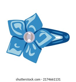 Collection of women hair accessories vector illustration. Clips, plastic bow, comb, diadem, hairpin isolated on white