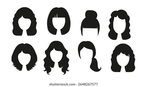 Collection of women hair illustrations
