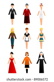 Collection of women occupation icons