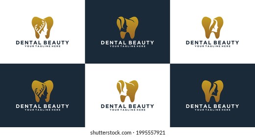 collection of women's dental beauty design logo