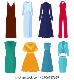 Collection Womens Fashion Dresses Stock Vector (Royalty Free ...