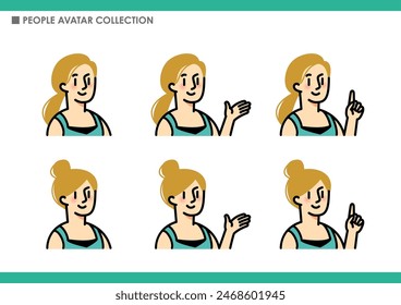 Collection of women's poses. Training gym.