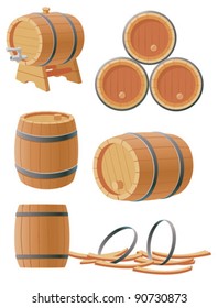 Collection of wooden barrels