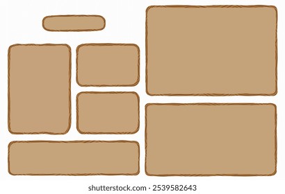 Collection of a wooden board in cartoon style. Perfect for copy space design, presentation and book design. Heading, Sub heading, and Body text. Vector image. editable image.