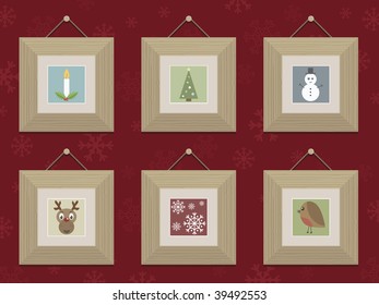 colección de marcos de Navidad de madera con impresiones