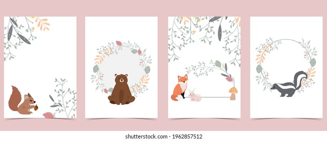 Collection of woodland background set with leaf,flower,animal.Editable vector illustration for website, invitation,postcard and poster