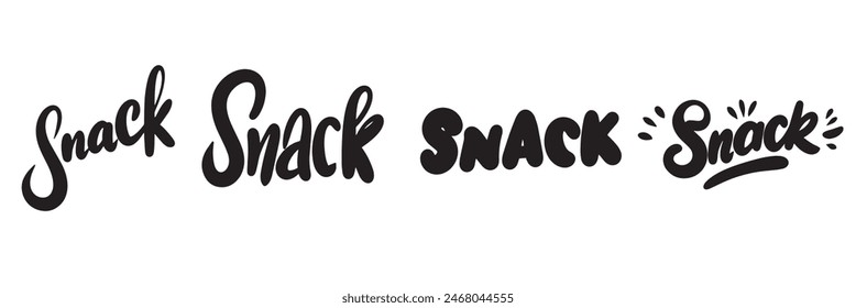 Collection of word Snack text lettering. Hand drawn vector art.