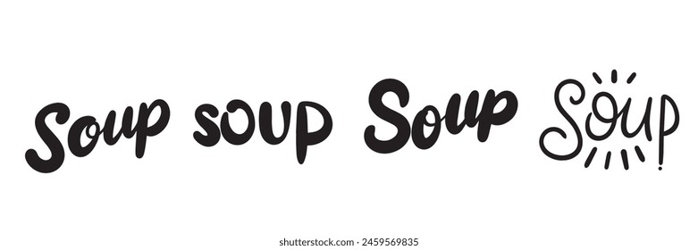 Collection of word soup text isolated, square composition. Hand drawn vector art.