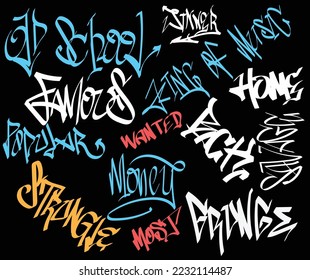 collection of words with graffiti style