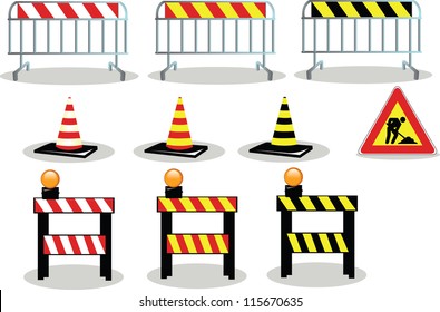 A collection of Work in Progress signs