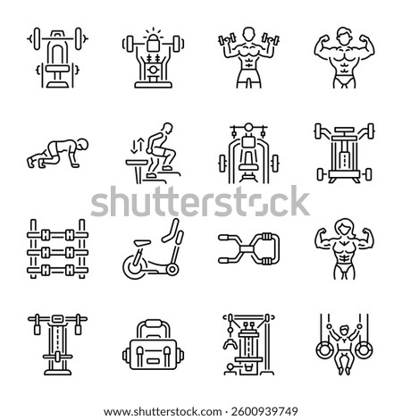 Collection of Workout And Gym Linear Icons 

