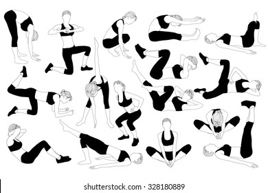 Collection Workout Silhouettes Women Stock Vector (Royalty Free ...