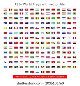 Collection of world flags vector png isolated on white background