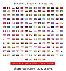 Collection of world flags vector png isolated on white background