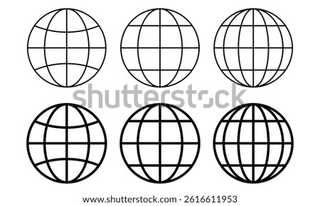 Collection of world globe line icon vector. globe, world, earth outline icon vector illustration
