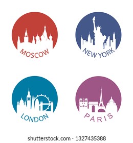 collection of world landmark icon isolated on white background