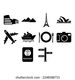 colección de vectores de iconos de viajes mundiales