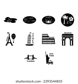 collection of world travel icon vector