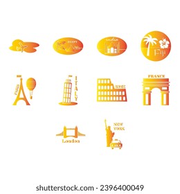 collection of world travel icon vector