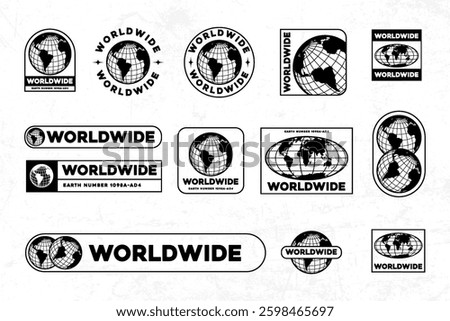 Collection of Worldwide Globe Logos in Grayscale Design