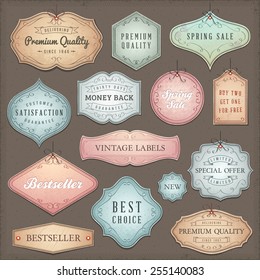 Collection of worn vintage vector labels.