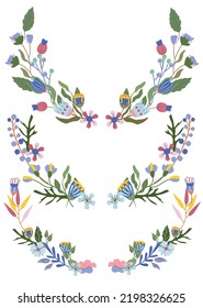 Collection wreaths with flowers, colorful leaves.Bright floral collections. Magical illustrations for your as creating card, banner, birthday and other holidays.Vector.