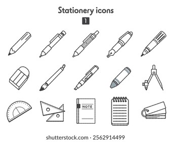 Collection of writing instruments icons