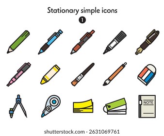 Collection of writing instruments icons