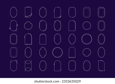 Collection of y2k aesthetic frames on blue background.