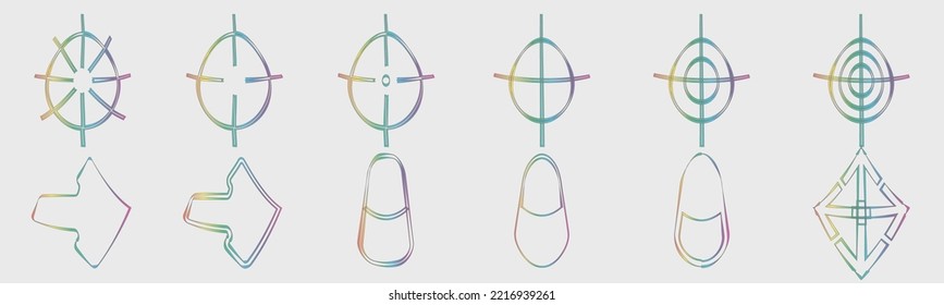 Colección de elementos Y2K. Colección de símbolos geométricos gráficos abstractos. adornos decorativos. Conjunto de vectores de elementos gráficos modernos. Ilustración del vector