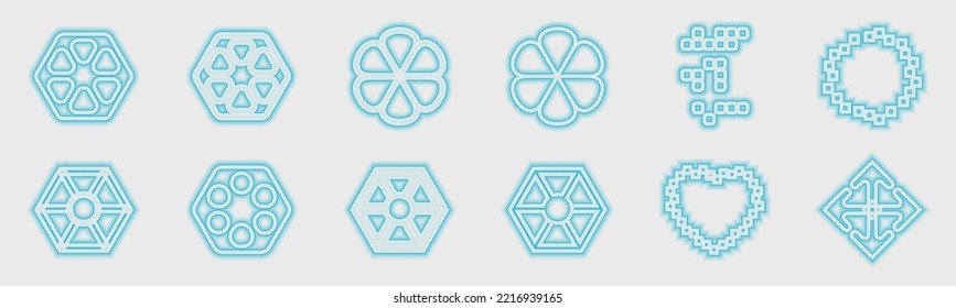 Colección de elementos Y2K. Gran colección de objetos geométricos gráficos abstractos. adornos decorativos. Estilo 80s 90s. Ilustración del vector
