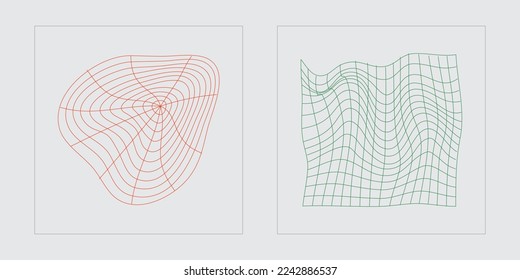 Collection of Y2K elements. Big collection of abstract graphic geometric symbols. Cyberpunk elements. Isolated on black background. Vector illustration