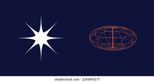 Collection of Y2K elements. Big collection of abstract graphic geometric symbols. Flat minimalist icons. Projects, posters, banners. Vector illustration