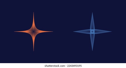 Collection of Y2K elements. Big collection of abstract graphic geometric symbols. Templates for notes, posters. Isolated on black background. Vector illustration