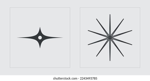 Collection of Y2K elements. Brutalism star and flower shapes. Cyberpunk elements. Futuristic. Vector illustration
