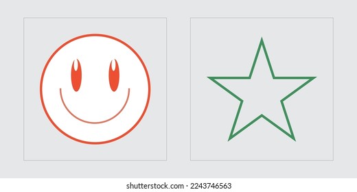 Collection of Y2K elements. Brutalism star and flower shapes. Modern abstract forms. Isolated on black background. Vector illustration