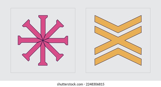 Collection of Y2K elements. Brutalism star and flower shapes. Elements for graphic decoration. Stars, starburst . Vector illustration