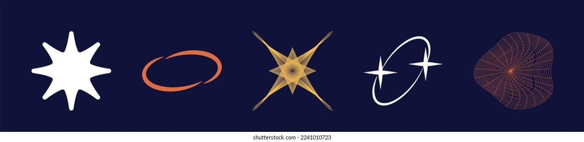 Collection of Y2K elements. Extraordinary Graphic Assets. For modern T-shirts designed. Anti-design. Vector illustration