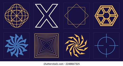 Collection of Y2K elements. Extraordinary Graphic Assets. Modern abstract forms. Anti-design. Vector illustration