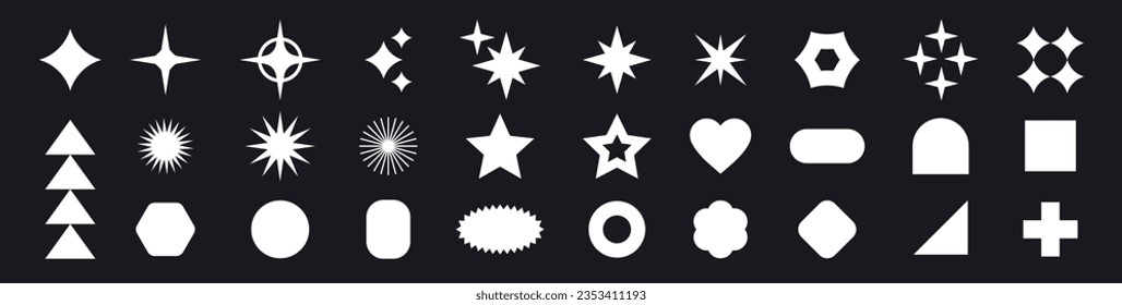 Colección de elementos Y2k. brutalismo geométrico forma pegatina Diseño gráfico estilo Y2k. Elementos gráficos geométricos abstractos vectoriales para el diseño. Ilustración del vector