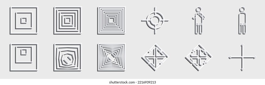 Colección de elementos Y2K. Elementos geométricos minimalistas. Formas de formas simples. Forma lineal minimalista. Ilustración del vector