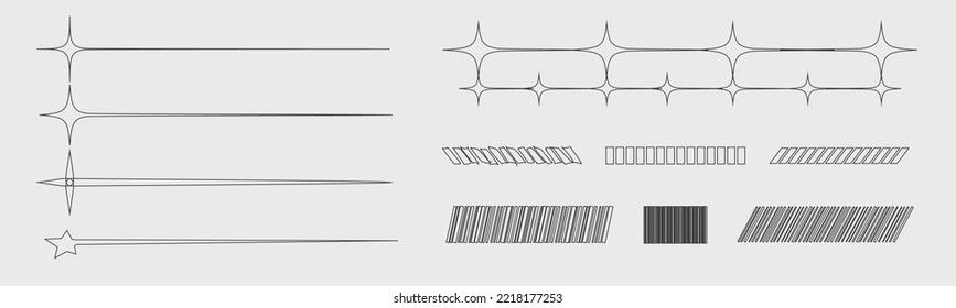 Collection of Y2K elements. Minimalist geometric elements. ornaments for decoration. Isolated on background. Vector illustration