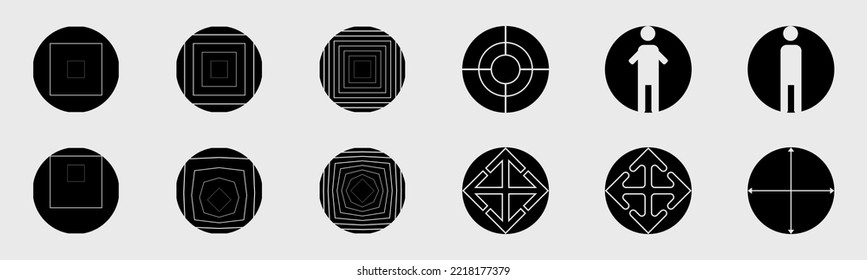 Collection of Y2K elements. Minimalist geometric elements. Abstract bauhaus forms. Modern graphic element vector set. Vector illustration