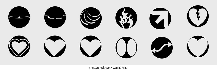 Collection of Y2K elements. Minimalist geometric elements. Frames inspired brutalism. Isolated on background. Vector illustration