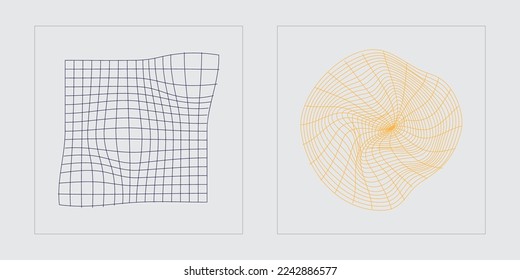 Collection of Y2K elements. Rave psychedelic retro futuristic set. Templates for notes, posters. Retro Futurist. Vector illustration