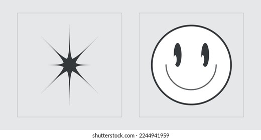 Collection of Y2K elements. Rave psychedelic retro futuristic set. Elements for graphic decoration. Projects, posters, banners. Vector illustration