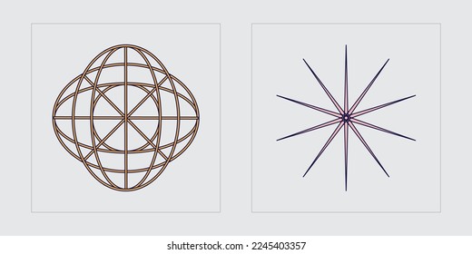 Collection of Y2K elements. Rave psychedelic retro futuristic set. Elements for graphic decoration. Stars, starburst . Vector illustration