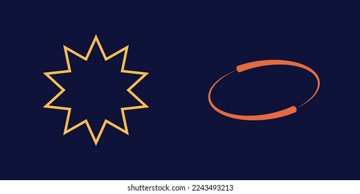 Colección de elementos Y2K. Ornamentos gráficos retro futuristas. Elementos para la decoración gráfica. Estrellas, starburst. Ilustración del vector