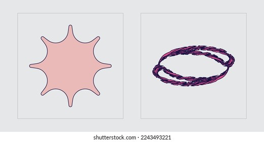 Collection of Y2K elements. Retro futuristic graphic ornaments. Flat minimalist icons. Stars, starburst . Vector illustration