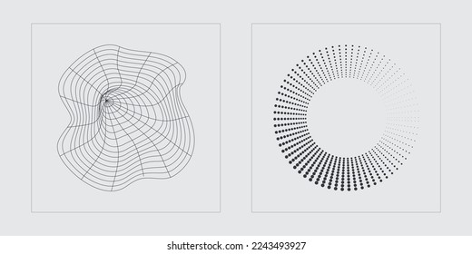 Collection of Y2K elements. Retro futuristic graphic ornaments. Templates for notes, posters. Anti-design. Vector illustration